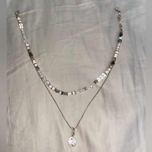 Nordstrom Beaded necklace with silver plated charm Layered necklace